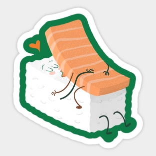 Rice and Salmon in Love Sticker